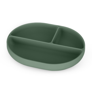 PETITE&MARS Szilikon osztott tányér, ovális Take&Match Misty Green 6m+