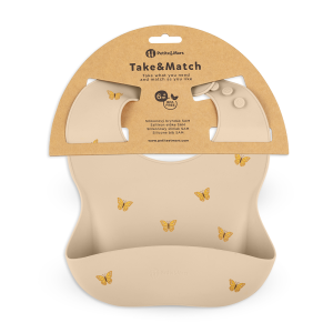 PETITE&MARS Szilikon előke Take&Match Sand Butterflies 6m+ -(706718)