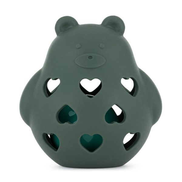 PETITE&MARS Szilikon játék csörgővel Bear Basil Misty Green 0m+ -606817
