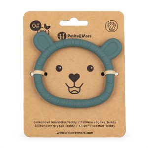 PETITE&MARS Szilikon rágóka Teddy Misty Green 0m+ -(722817)