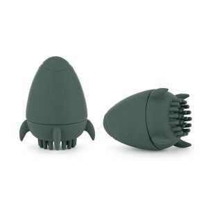 PETITE&MARS Szilikon fürdőjáték kefével Splashy Rocket Misty Green - 607817