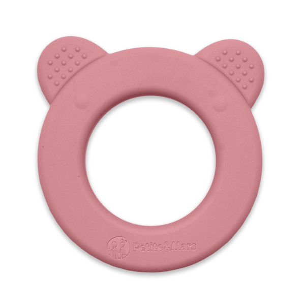PETITE&MARS Beary Szilikon rágóka csörgővel Dusty Rose 0m+ -713820 - Image 4
