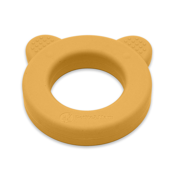 PETITE&MARS Beary Szilikon rágóka csörgővel Intense Ochre 0m+ -713819 - Image 3