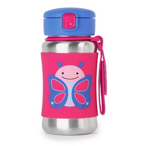 SKIP HOP Zoo Rozsdamentes Acél Szívószálas Vízpalack Pillangó 12m+ (SH2525L.17)