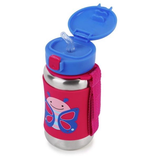 SKIP HOP Zoo Rozsdamentes Acél Szívószálas Vízpalack Pillangó 12m+ (SH2525L.17) - Image 2