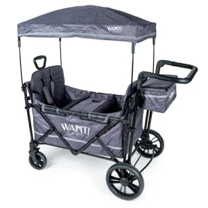 Wapiti Wagon PLUS, üléses, szürkéskék | 2 személyes testvérkocsi extra ülésekkel és tálcával (WAPN-802-ST-PLUS)