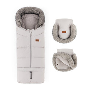 PETITE&MARS Téli szett Arctic 4in1 bundazsák +kézmelegítő kesztyű babakocsira Furry Champagne Shower