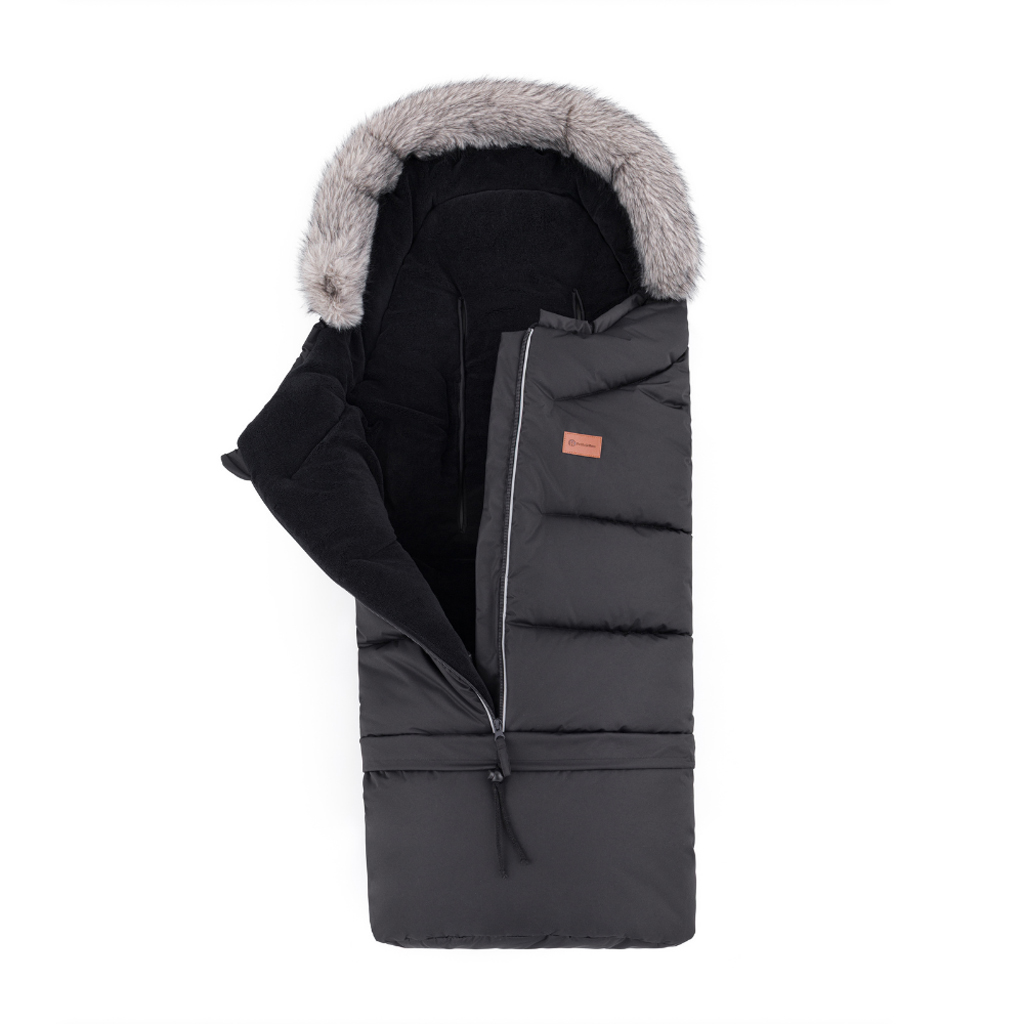PETITE&MARS Téli szett Arctic 4in1 bundazsák + kézmelegítő kesztyű babakocsira Furry Forever Black - Image 3