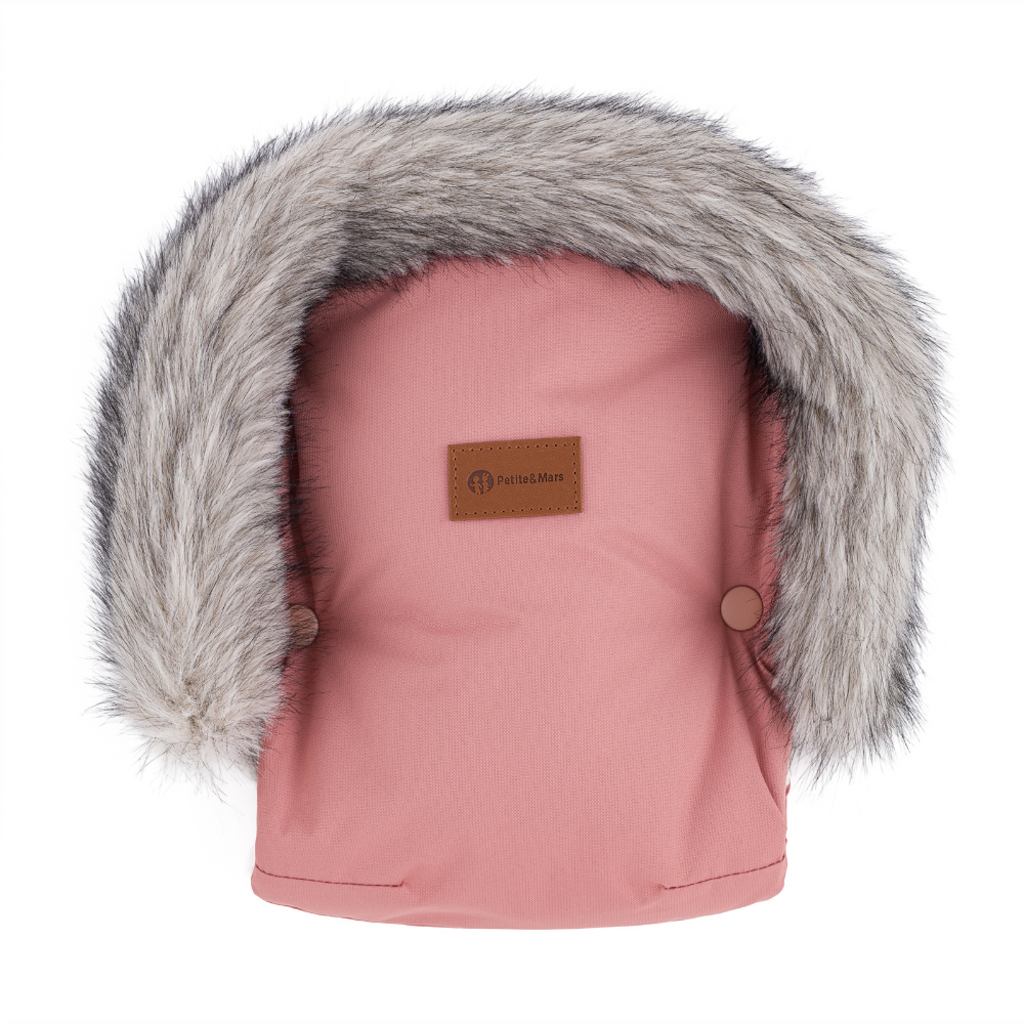 PETITE&MARS Arctic 4v1 téli bundazsák szett + babakocsi kézmelegítő Furry Old Rose - Image 10